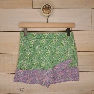 Free Assembly Girls 10-12 Floral Wrap Skort Kidcore Cottagecore Boho Casual Teal